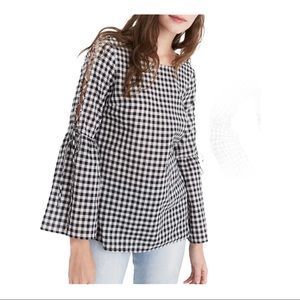 Madewell Black and White Gingham Top S
